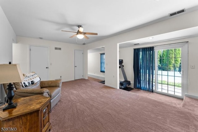 26 Ditmars Cir, Hillsborough Twp, NJ 08844 - living area with carpet floors and ceiling fan