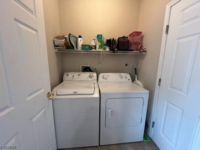 1002 Deerhaven Ter, Lopatcong Twp, NJ 08886 - washroom with separate washer and dryer and dark wood finished floors