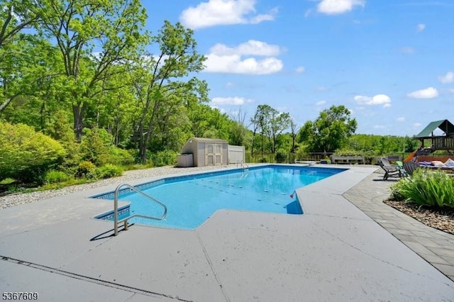 1508 County Rd 565, Vernon Twp, NJ 07461 - swimming pool featuring a patio area and a storage shed