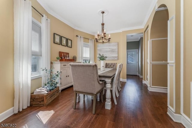 36 E Grant Ave, Roselle Park Boro, NJ 07204 - dining area featuring a chandelier, dark wood-type flooring, and ornamental molding