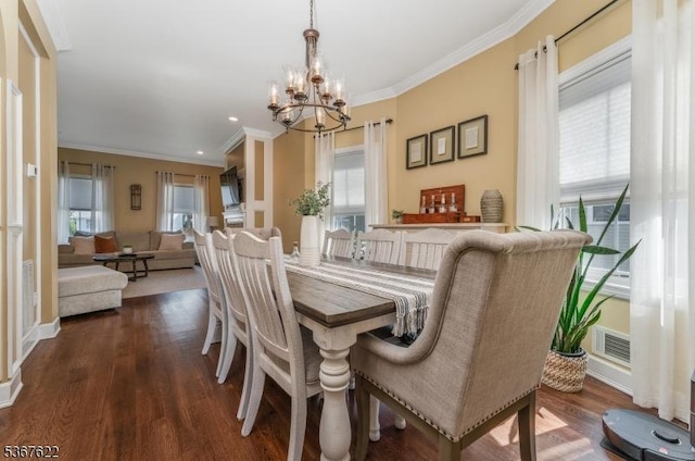 36 E Grant Ave, Roselle Park Boro, NJ 07204 - dining room featuring a chandelier, wood finished floors, crown molding, and recessed lighting