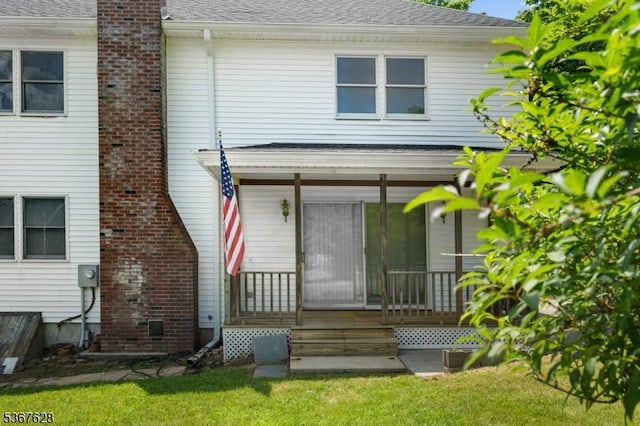 150 Buckley Ave, Oxford Twp, NJ 07863 - back of house featuring a shingled roof and a lawn
