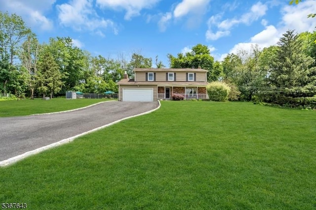 2 Angus Ln, Blairstown Twp, NJ 07825 - traditional home featuring driveway, a front yard, a garage, and a chimney