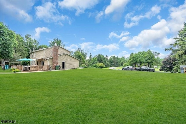 2 Angus Ln, Blairstown Twp, NJ 07825 - view of grassy yard featuring a wooden deck