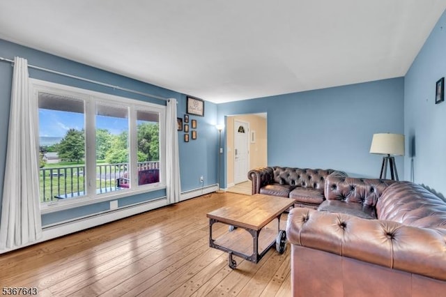 2 Angus Ln, Blairstown Twp, NJ 07825 - living area featuring light wood-type flooring and a baseboard radiator