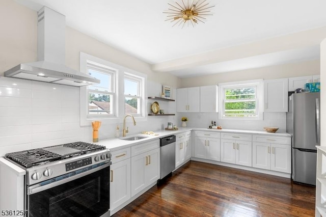 910 Caldwell Ave, Union Twp, NJ 07083 - kitchen with stainless steel appliances, wall chimney exhaust hood, decorative backsplash, and light countertops