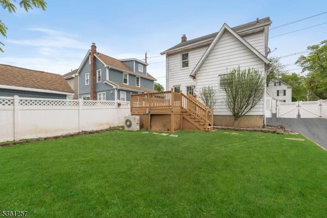 910 Caldwell Ave, Union Twp, NJ 07083 - rear view of property with stairs, a fenced backyard, a deck, a gate, and a chimney