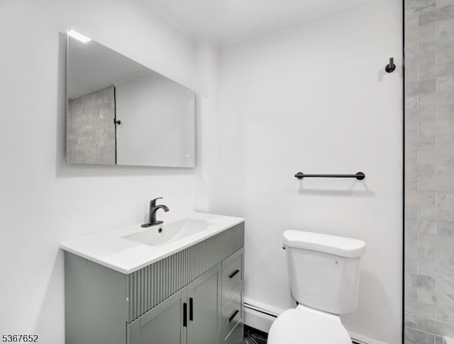 3 Cross Brook Dr, Tewksbury Twp, NJ 07830 - bathroom featuring vanity, ornamental molding, and baseboard heating