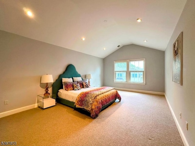15 Poplar Ln, Chatham Twp, NJ 07928 - bedroom with vaulted ceiling, carpet flooring, and recessed lighting