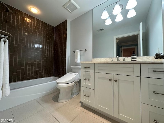 15 Poplar Ln, Chatham Twp, NJ 07928 - full bath with vanity, tile patterned flooring, and shower / bathtub combination