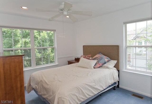 425 Diablo Ct, Mahwah Twp, NJ 07430 - carpeted bedroom with multiple windows, recessed lighting, and a ceiling fan