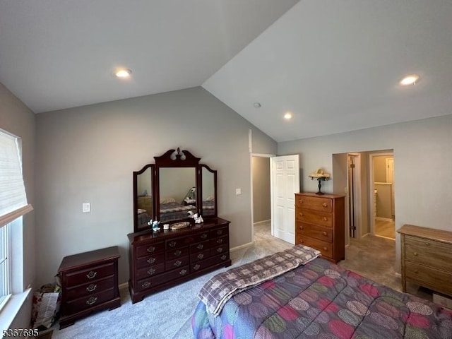 1002 Timberbrooke Dr, Bedminster Twp, NJ 07921 - carpeted bedroom featuring lofted ceiling and recessed lighting