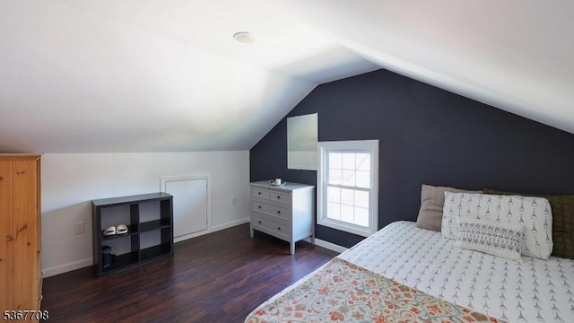 114 Oakley St, Roselle Boro, NJ 07203 - bedroom with dark wood-style flooring and vaulted ceiling