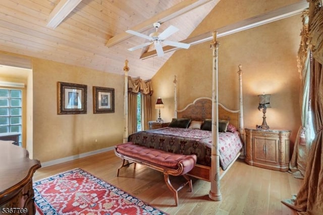 52 W Main St, Mendham Boro, NJ 07945 - bedroom with wood finished floors, high vaulted ceiling, and a wooden ceiling with exposed beams