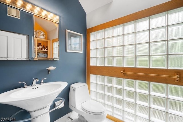 52 W Main St, Mendham Boro, NJ 07945 - half bath featuring lofted ceiling and toilet