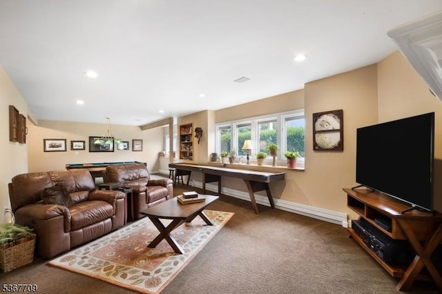 52 W Main St, Mendham Boro, NJ 07945 - carpeted living room with pool table and recessed lighting