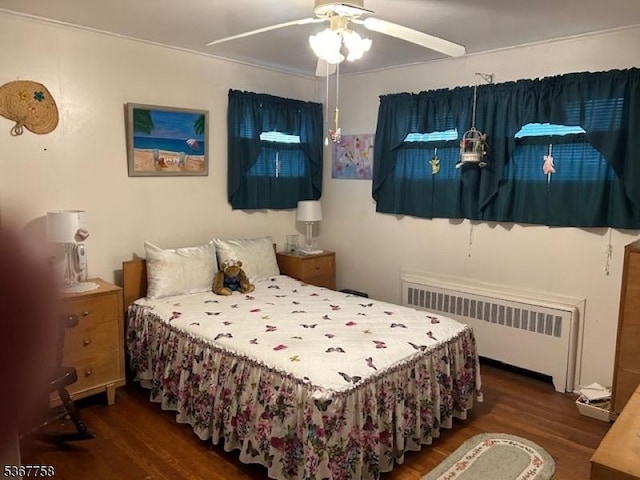 2081 Portland Ave, Scotch Plains Twp, NJ 07076 - bedroom with radiator, wood finished floors, and a ceiling fan