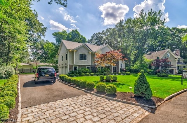 106 Woodbine Cir, New Providence Boro, NJ 07974 - view of front of property with asphalt driveway and a front lawn