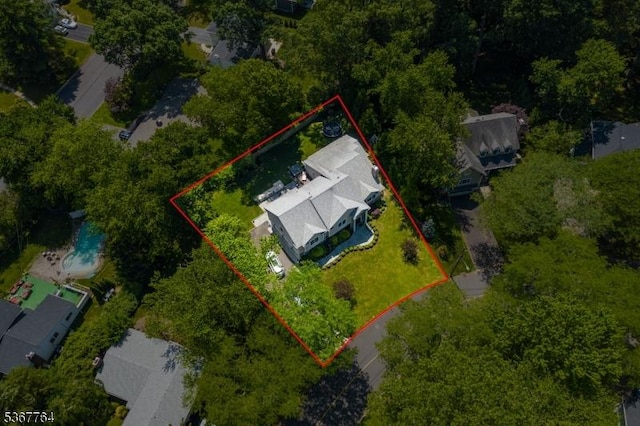 106 Woodbine Cir, New Providence Boro, NJ 07974 - aerial view of property's location featuring property parcel outlined