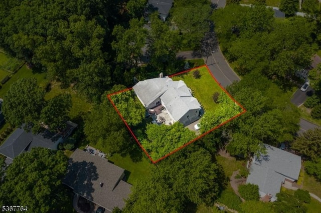 106 Woodbine Cir, New Providence Boro, NJ 07974 - aerial view of property and surrounding area with property boundaries highlighted