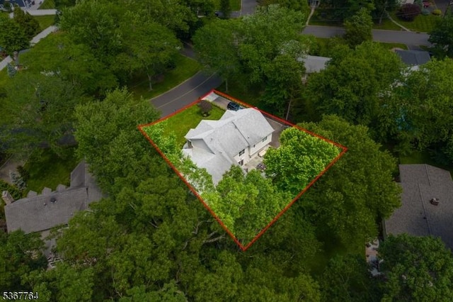 106 Woodbine Cir, New Providence Boro, NJ 07974 - view from above of property with property parcel outlined