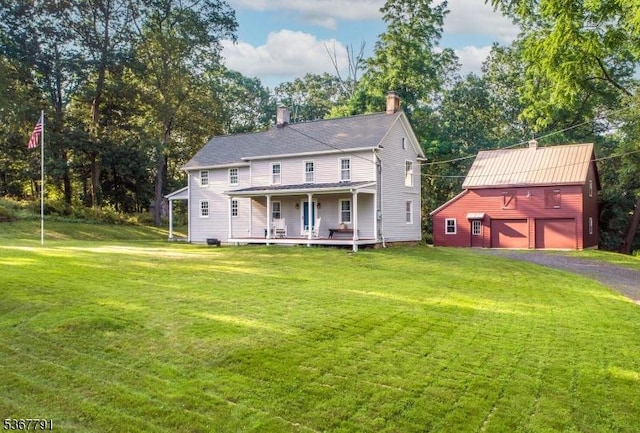 30 Bissell Rd, Tewksbury Twp, NJ 08833 - view of front of house with a front lawn, an outbuilding, a garage, a barn, and a porch