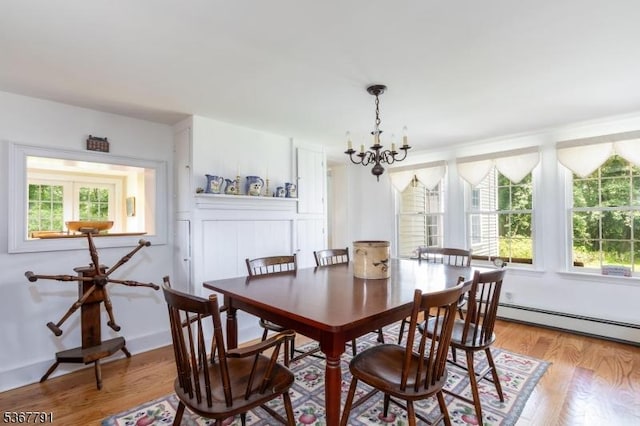 30 Bissell Rd, Tewksbury Twp, NJ 08833 - dining room featuring a chandelier, light wood-style flooring, and baseboard heating