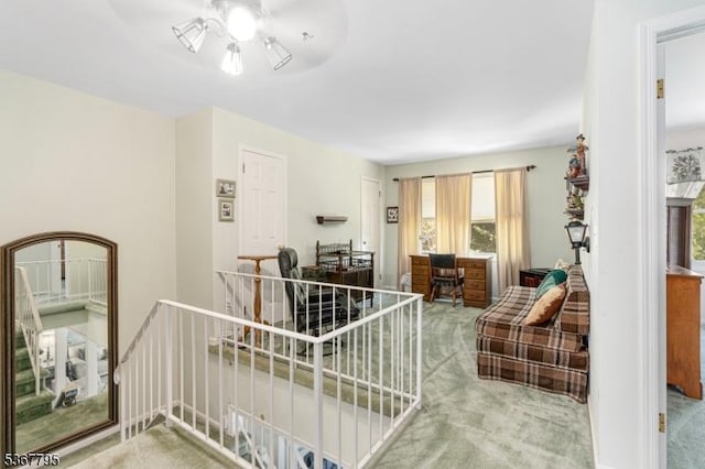 42 Carriage Ln, Sparta Twp, NJ 07871 - living area featuring carpet flooring and a ceiling fan