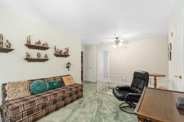 42 Carriage Ln, Sparta Twp, NJ 07871 - carpeted living area with ceiling fan
