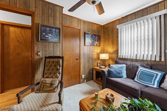 947 Boesel Ave, Manville Boro, NJ 08835 - living room featuring wood walls and ceiling fan