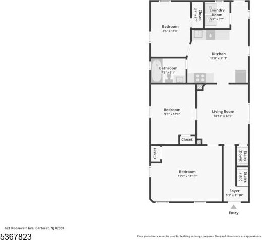 621 Roosevelt Ave, Carteret Boro, NJ 07008 - view of room layout