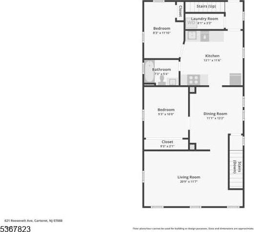 621 Roosevelt Ave, Carteret Boro, NJ 07008 - view of floor plan / room layout