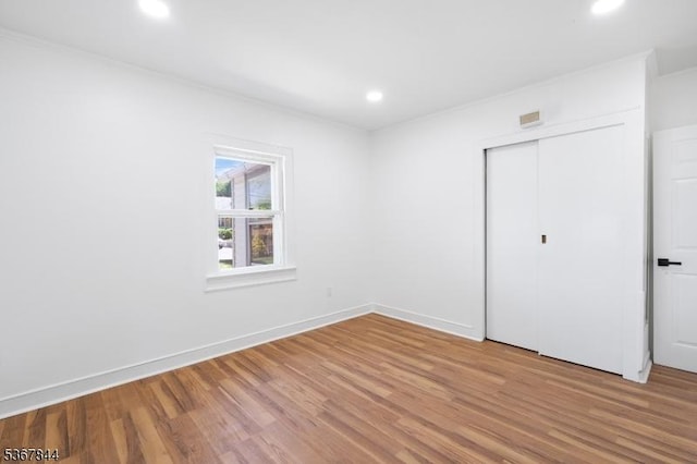 19 Pleasant View Ave, Washington Twp, NJ 07882 - unfurnished bedroom featuring wood finished floors, recessed lighting, a closet, and crown molding