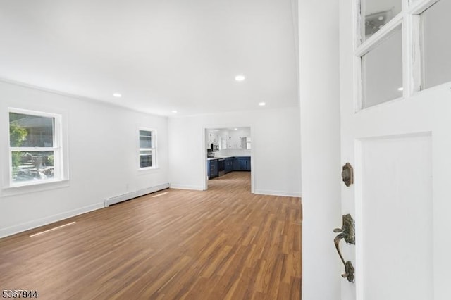 19 Pleasant View Ave, Washington Twp, NJ 07882 - entryway featuring a baseboard radiator, wood finished floors, and recessed lighting