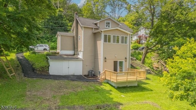 18 State Route 94, Blairstown Twp, NJ 07825 - back of house with a storage unit, a wooden deck, and a yard