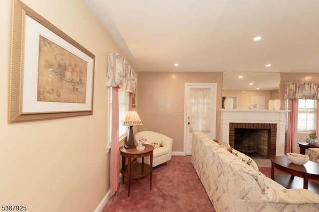 408 Sanford Ave, Hillside Twp, NJ 07205 - carpeted living area featuring a fireplace and recessed lighting