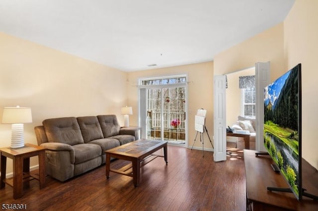 1208 Clinton Ln Unit 1208, Rockaway Twp, NJ 07866 - living room with hardwood / wood-style flooring and baseboards