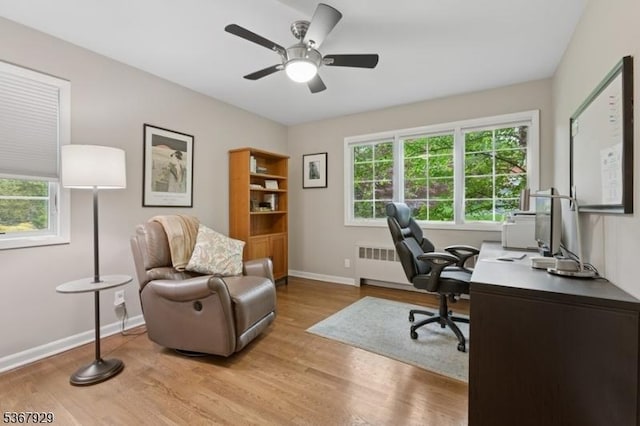 11 Old Farm Rd, North Caldwell Boro, NJ 07006 - office featuring light wood-style floors, radiator heating unit, and ceiling fan