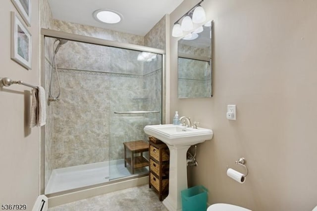 11 Old Farm Rd, North Caldwell Boro, NJ 07006 - bathroom featuring a stall shower and a baseboard radiator