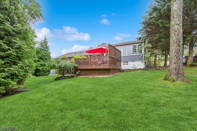 11 Old Farm Rd, North Caldwell Boro, NJ 07006 - view of grassy yard with a deck