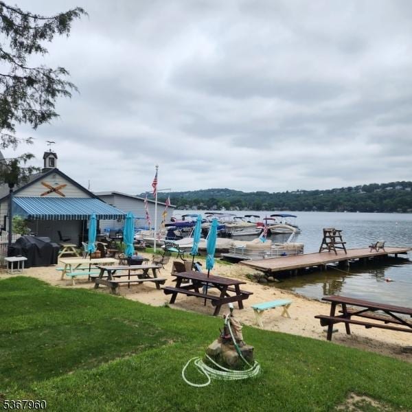 118 Hilltop Trl, Sparta Twp, NJ 07871 - dock area with a water view and a yard