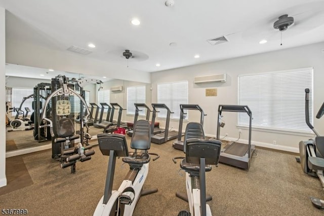 1407 Four Seasons Dr Unit 1407, Wayne Twp, NJ 07470 - exercise room with a wall mounted AC and recessed lighting
