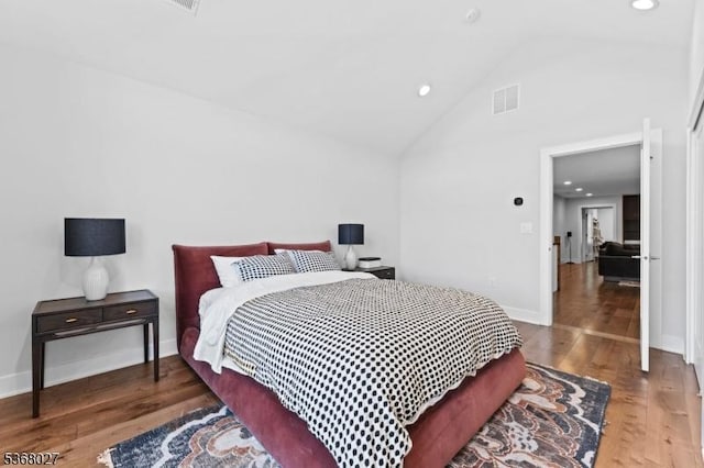 28 Peacock Ln Unit 28, Berkeley Heights Twp, NJ 07922 - bedroom featuring wood finished floors, high vaulted ceiling, and recessed lighting