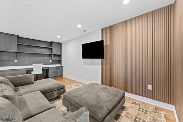28 Peacock Ln Unit 28, Berkeley Heights Twp, NJ 07922 - living area with built in study area, light wood finished floors, and recessed lighting