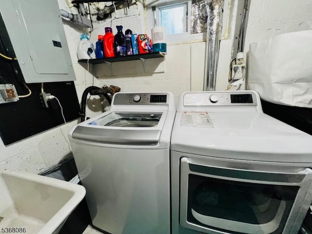 185 High St, Metuchen Boro, NJ 08840 - laundry room featuring electric panel and washing machine and clothes dryer