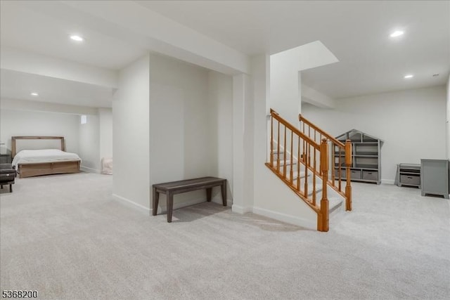 40 Primrose Ln, Sparta Twp, NJ 07871 - basement featuring carpet flooring, recessed lighting, and stairs
