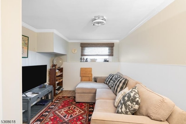724 Bloomfield Ave, Clifton City, NJ 07012 - living room featuring ornamental molding and wood finished floors