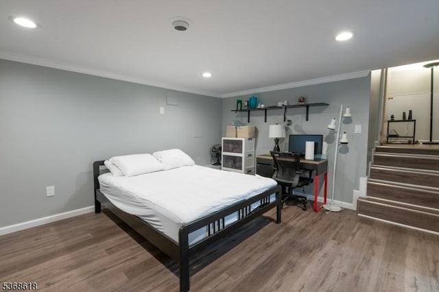 724 Bloomfield Ave, Clifton City, NJ 07012 - bedroom featuring crown molding, recessed lighting, and wood finished floors