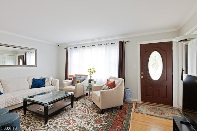 724 Bloomfield Ave, Clifton City, NJ 07012 - living area with light wood finished floors and ornamental molding
