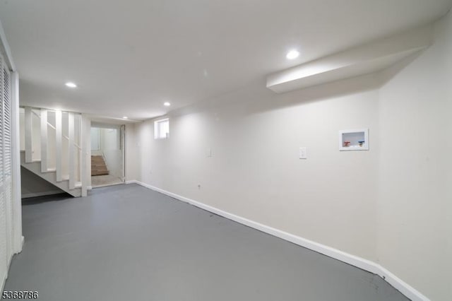 682 Leone St, Woodbridge Twp, NJ 07095 - below grade area featuring recessed lighting and stairs
